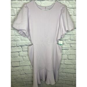 Taylor Lavender Dress Short Bubble Sleeve Cut-Out Sides and Ruffle Hem Sz 16 NWT